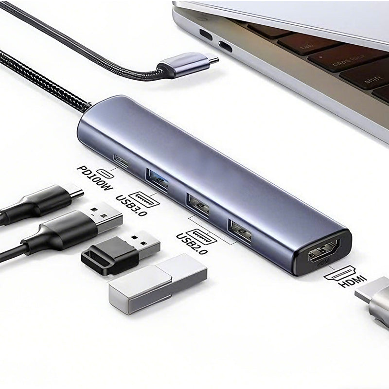 Portable 5-in-1 USB-C Hub with 4K HDMI Output