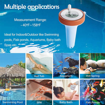 Digital Thermometer Wireless Pool Thermometer Floating Easy-To-Read