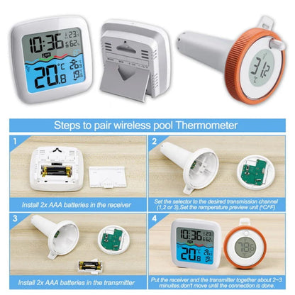 Digital Thermometer Wireless Pool Thermometer Floating Easy-To-Read