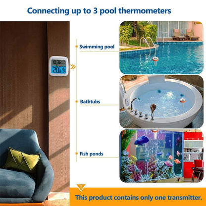 Digital Thermometer Wireless Pool Thermometer Floating Easy-To-Read