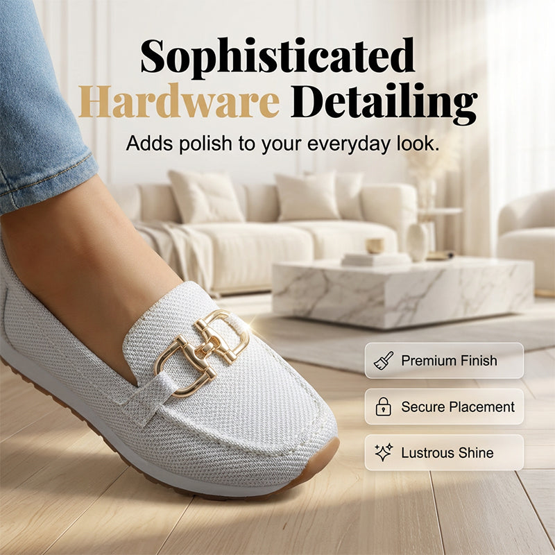 👡 Women’s Mesh Loafers with Arch Support – Breathable Slip-On Shoes with Metal Buckle, Anti-Slip Sole – Perfect for Walking, Work & Casual Wear (4 Colours, Sizes 36–43)