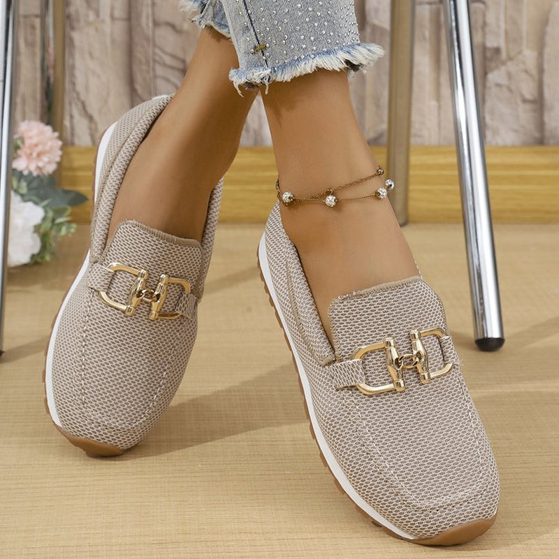 👡 Women’s Mesh Loafers with Arch Support – Breathable Slip-On Shoes with Metal Buckle, Anti-Slip Sole – Perfect for Walking, Work & Casual Wear (4 Colours, Sizes 36–43)