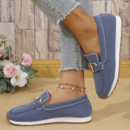 👡 Women’s Mesh Loafers with Arch Support – Breathable Slip-On Shoes with Metal Buckle, Anti-Slip Sole – Perfect for Walking, Work & Casual Wear (4 Colours, Sizes 36–43)