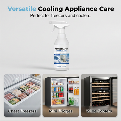 🥳2026 HOT SALE🥳💞50K+ SOLD!❄️💨 50% OFF! Rapid Refrigerator Defroster Spray – Instant frost melting, no scraping. Food safe, easy spray. Save time & energy. 🧊✨
