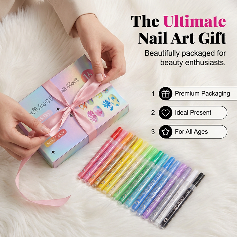 🥳2026 HOT SALE🥳💞50K+ SOLD!🎨💅 50% OFF! 16-Color Nail Art Pen Set – Ultra‑fine tip, 3D gel texture. Quick‑dry & water‑based. DIY salon at home! ✨💖