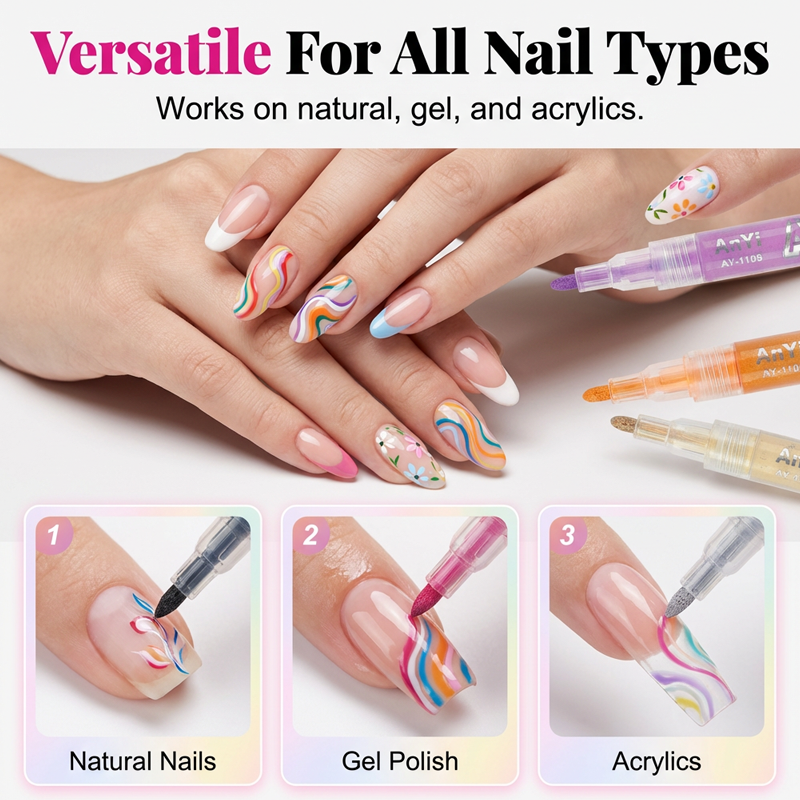 🥳2026 HOT SALE🥳💞50K+ SOLD!🎨💅 50% OFF! 16-Color Nail Art Pen Set – Ultra‑fine tip, 3D gel texture. Quick‑dry & water‑based. DIY salon at home! ✨💖