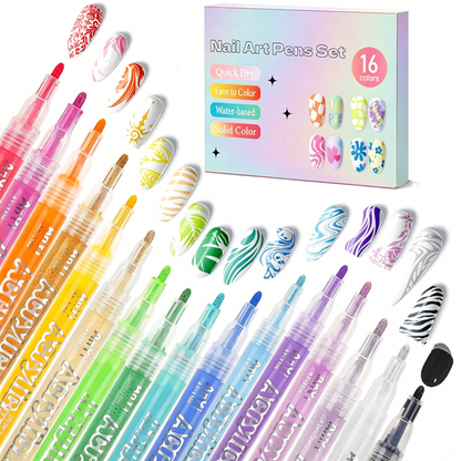 🥳2026 HOT SALE🥳💞50K+ SOLD!🎨💅 50% OFF! 16-Color Nail Art Pen Set – Ultra‑fine tip, 3D gel texture. Quick‑dry & water‑based. DIY salon at home! ✨💖