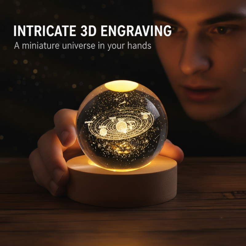 Engraved Crystal Glass Ball Night Light