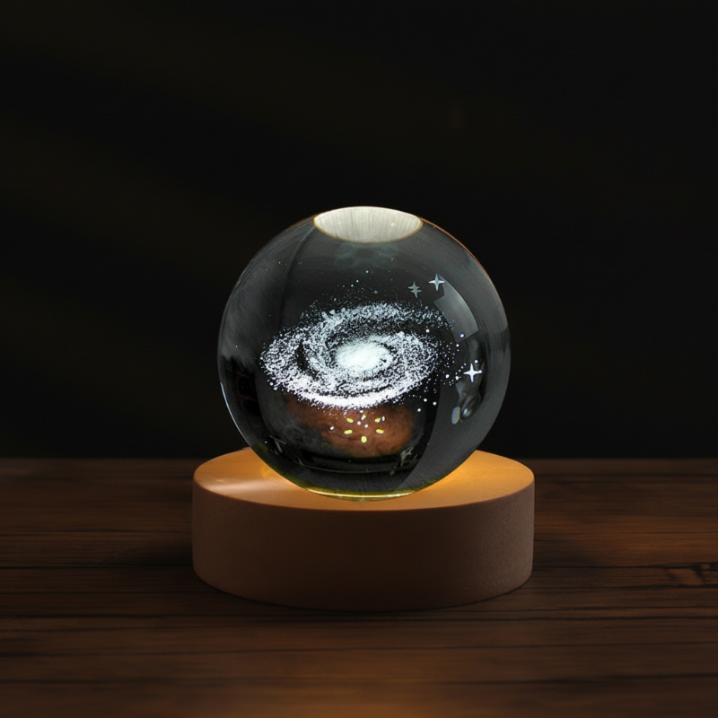 Engraved Crystal Glass Ball Night Light
