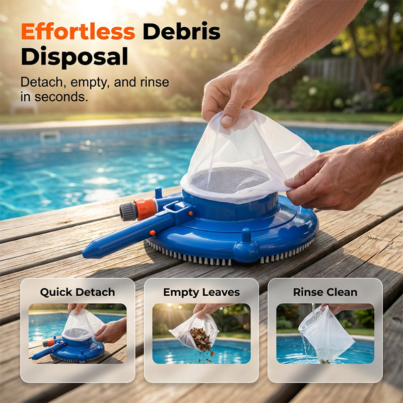 Heavy-Duty Pool Leaf Vacuum with Bag