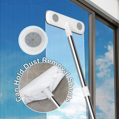 Cleaning Brush with Telescopic Rod for Window Screens