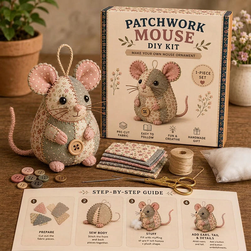⏳LIMITED TIME SALE 50% OFF🐭🧵Handcrafted Vintage Mouse Plush Sewing Kit
