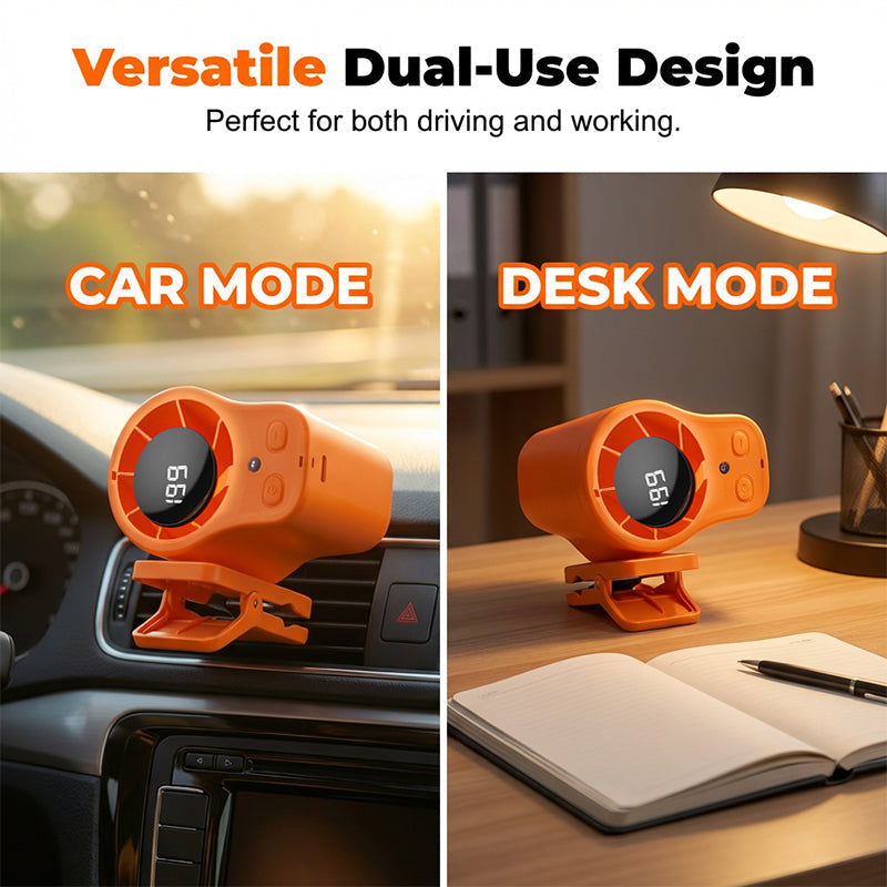 🌀Summer Hot Sale - ONLY ￡11.99!!💨50K+ SOLD!🚙Hands-Free Personal Cooling Fan with LED Display❄️🌬️