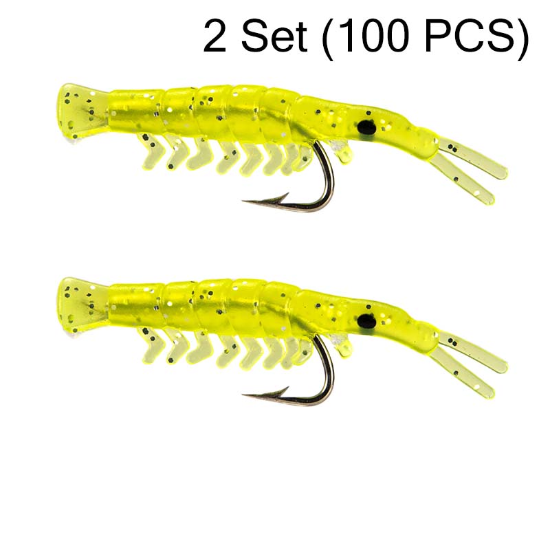 50PCS Luminous Shrimp Lures – Glow in the Dark & Sharp Hooks 🌙✨🦐🎣