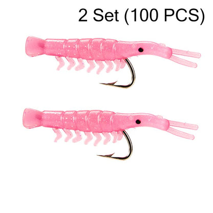 50PCS Luminous Shrimp Lures – Glow in the Dark & Sharp Hooks 🌙✨🦐🎣