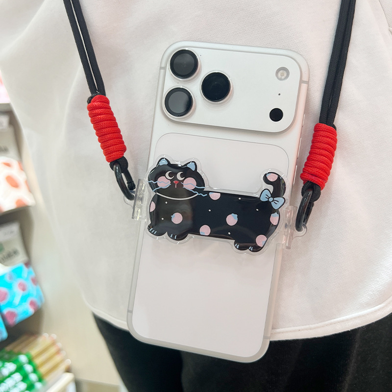 Cute Cartoon Animal Phone Back Clip with Lanyard