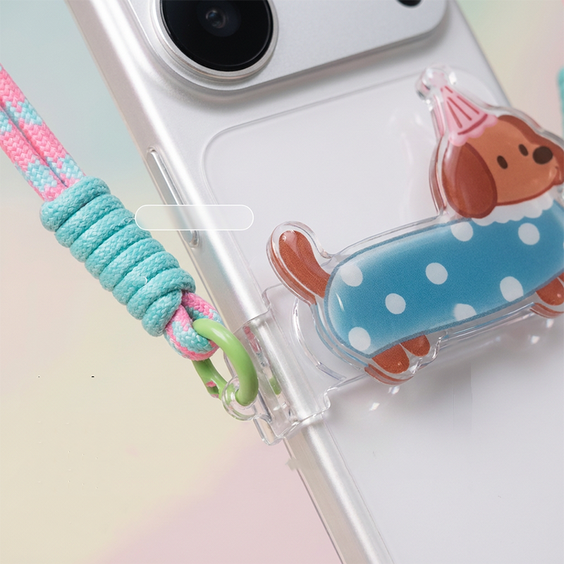 Cute Cartoon Animal Phone Back Clip with Lanyard