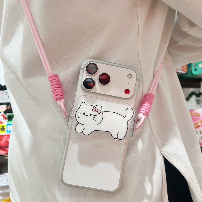 Cute Cartoon Animal Phone Back Clip with Lanyard