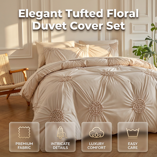 🛏️ ☁️Elegant Pinch Pleat Duvet Cover Set ✈️ Free Shipping