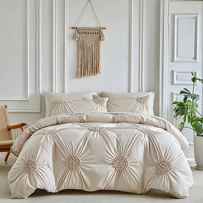 🛏️ ☁️Elegant Pinch Pleat Duvet Cover Set ✈️ Free Shipping