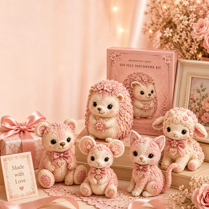 🎀50% OFF🎁Pink Enchanted Forest DIY Felt Patchwork Kit