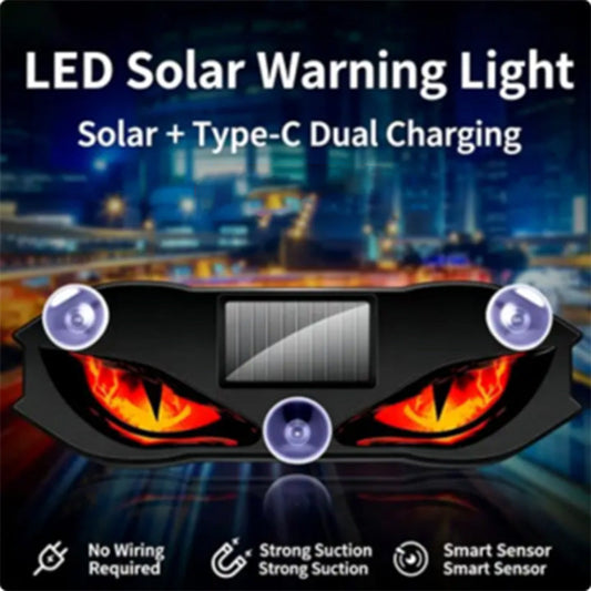 🎉 2026 Sale — Over 20,000 Sold! 🚗 Solar LED Car Warning Light – Devil Eye Design 🔥