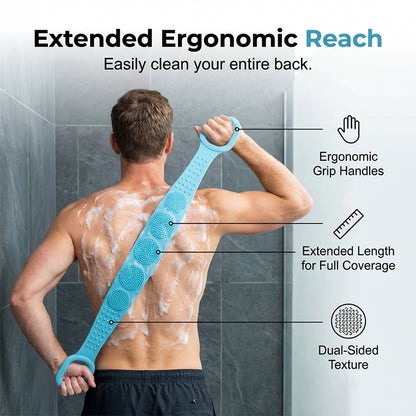 🛁 50% OFF NOW! 🌸 Dual-Sided Silicone Back Scrubber – Spa-Grade Exfoliation, Smooth Glowing Skin in Every Shower ✨