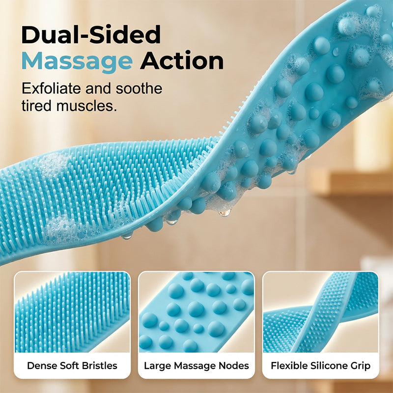 🛁 50% OFF NOW! 🌸 Dual-Sided Silicone Back Scrubber – Spa-Grade Exfoliation, Smooth Glowing Skin in Every Shower ✨