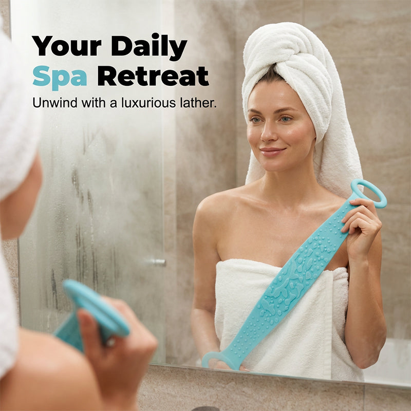 🛁 50% OFF NOW! 🌸 Dual-Sided Silicone Back Scrubber – Spa-Grade Exfoliation, Smooth Glowing Skin in Every Shower ✨