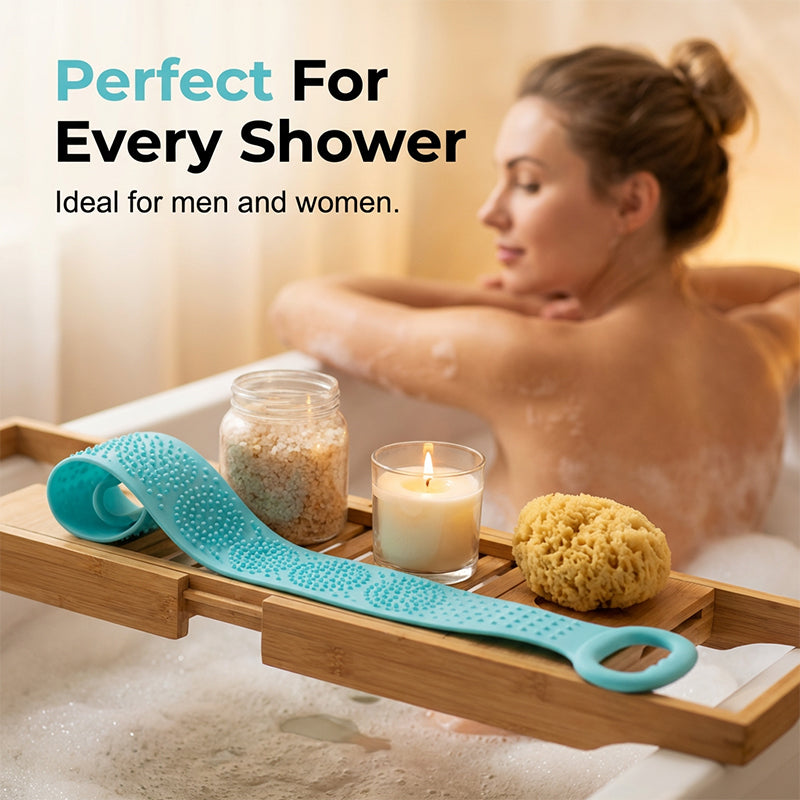 🛁 50% OFF NOW! 🌸 Dual-Sided Silicone Back Scrubber – Spa-Grade Exfoliation, Smooth Glowing Skin in Every Shower ✨