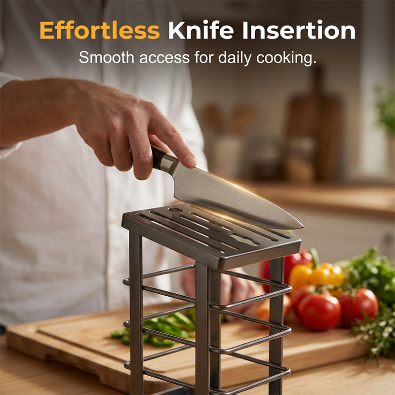 Reinforced metal kitchen knife holder — Built-in drip tray, so your kitchen is always dry and tidy 🔪🏠