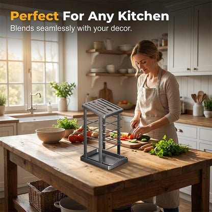 Reinforced metal kitchen knife holder — Built-in drip tray, so your kitchen is always dry and tidy 🔪🏠