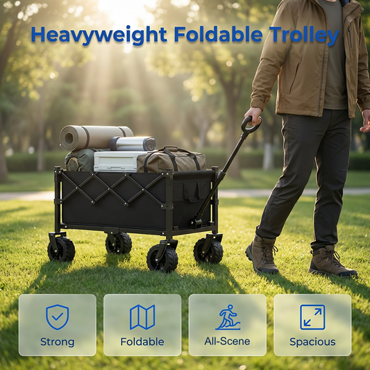 🛒 50% OFF NOW! 🚐 Heavy Duty Collapsible Wagon Cart – All-terrain wheels, large capacity & compact fold – Perfect for camping, groceries & beach trips 🌿