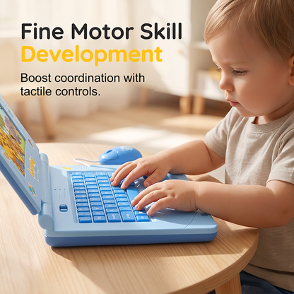 🔥Hot Sale 50% OFF🔥 Interactive Simulation Toy Laptop – Pretend Play Computer with A-Z Keyboard & 1-10 Number Keys, 55+ Songs Lights Sounds, 5 Learning Modes (ABC/Numbers/Music/Games/Messages), Foldable with Handle