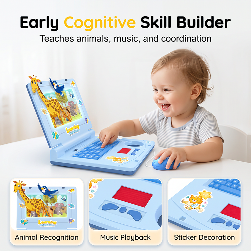 🔥Hot Sale 50% OFF🔥 Interactive Simulation Toy Laptop – Pretend Play Computer with A-Z Keyboard & 1-10 Number Keys, 55+ Songs Lights Sounds, 5 Learning Modes (ABC/Numbers/Music/Games/Messages), Foldable with Handle