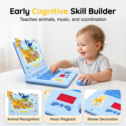 🔥Hot Sale 50% OFF🔥 Interactive Simulation Toy Laptop – Pretend Play Computer with A-Z Keyboard & 1-10 Number Keys, 55+ Songs Lights Sounds, 5 Learning Modes (ABC/Numbers/Music/Games/Messages), Foldable with Handle
