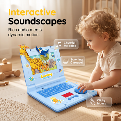 🔥Hot Sale 50% OFF🔥 Interactive Simulation Toy Laptop – Pretend Play Computer with A-Z Keyboard & 1-10 Number Keys, 55+ Songs Lights Sounds, 5 Learning Modes (ABC/Numbers/Music/Games/Messages), Foldable with Handle