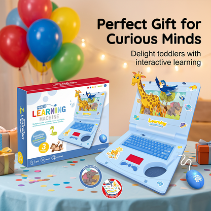 🔥Hot Sale 50% OFF🔥 Interactive Simulation Toy Laptop – Pretend Play Computer with A-Z Keyboard & 1-10 Number Keys, 55+ Songs Lights Sounds, 5 Learning Modes (ABC/Numbers/Music/Games/Messages), Foldable with Handle
