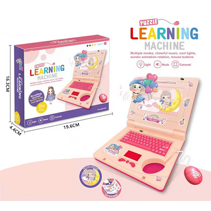 🔥Hot Sale 50% OFF🔥 Interactive Simulation Toy Laptop – Pretend Play Computer with A-Z Keyboard & 1-10 Number Keys, 55+ Songs Lights Sounds, 5 Learning Modes (ABC/Numbers/Music/Games/Messages), Foldable with Handle