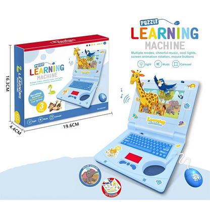 🔥Hot Sale 50% OFF🔥 Interactive Simulation Toy Laptop – Pretend Play Computer with A-Z Keyboard & 1-10 Number Keys, 55+ Songs Lights Sounds, 5 Learning Modes (ABC/Numbers/Music/Games/Messages), Foldable with Handle
