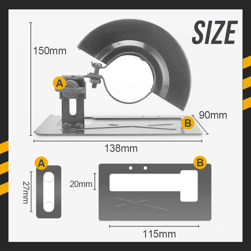 🔥Hot Sale 50% OFF🔥 Angle Grinder Cutting Stand with Protective Cover Kit – 0-45° Adjustable, 0-40mm Depth, Fits 4"-5" (100-125mm) Grinders, Iron+ABS, 11 Pcs with Dust Hose & Blades 🔧