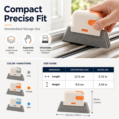 Buy 1 Get 1 Free! 3-in-1 Window Track Cleaning Tool with Scrubbing Pad