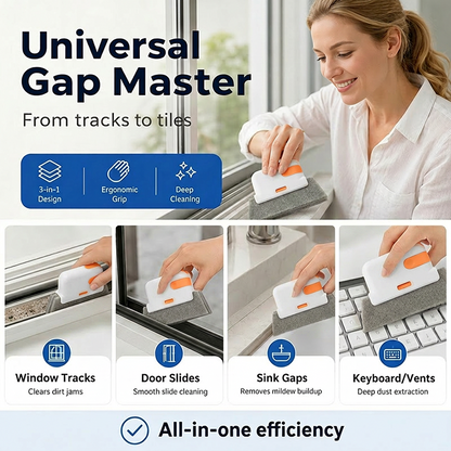 Buy 1 Get 1 Free! 3-in-1 Window Track Cleaning Tool with Scrubbing Pad