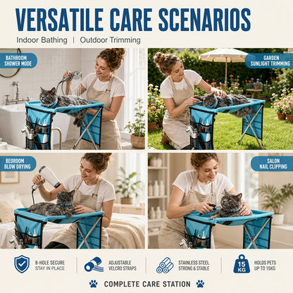 🛁 Struggle-Free Pet Grooming Starts Here – 2-in-1 foldable grooming bed that stops scratches, bites, and anxious wiggles. 😎