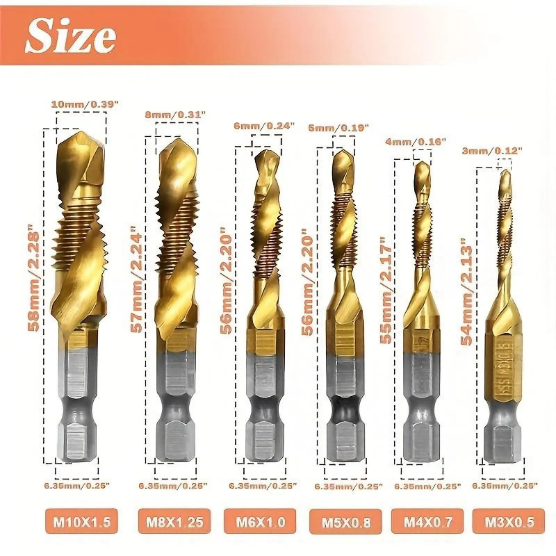 6PCS Multipurpose Compound Spiral Tap Set