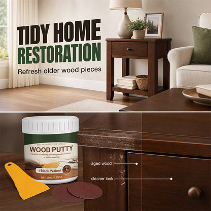 🪵✨Wood Repair Filler Putty – Fills Cracks & Chips, Smooths Surfaces, Blends with Dark Wood
