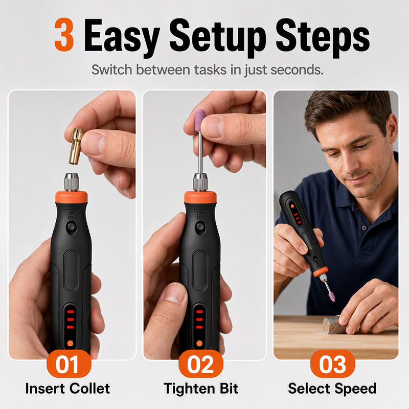 🔥Hot Sale 50% OFF🔥 Mini Cordless Rotary Tool Kit – Variable Speed, USB Rechargeable, with Accessories, for Light DIY Tasks 🛠️