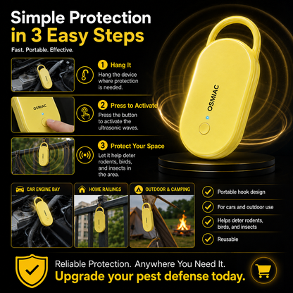 Portable Ultrasonic Pest Repeller with Hanging Hook for Car