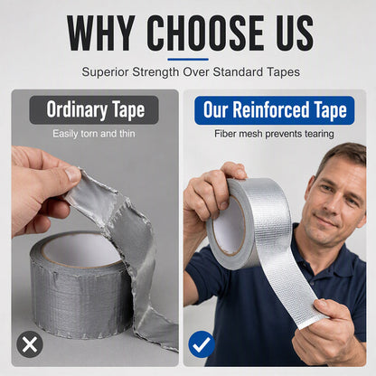 Reinforced Aluminum Foil Tape – Glass Fiber Mesh Heat-Resistant Waterproof Duct Tape for AC Pipes, Roof Sealing, HVAC Insulation, UV-Reflective Weatherproofing, Industrial-Strength Adhesive