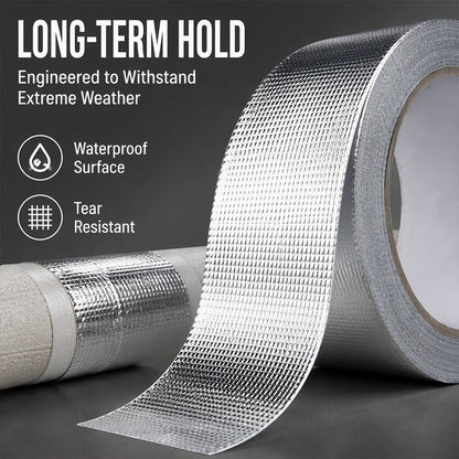 Reinforced Aluminum Foil Tape – Glass Fiber Mesh Heat-Resistant Waterproof Duct Tape for AC Pipes, Roof Sealing, HVAC Insulation, UV-Reflective Weatherproofing, Industrial-Strength Adhesive
